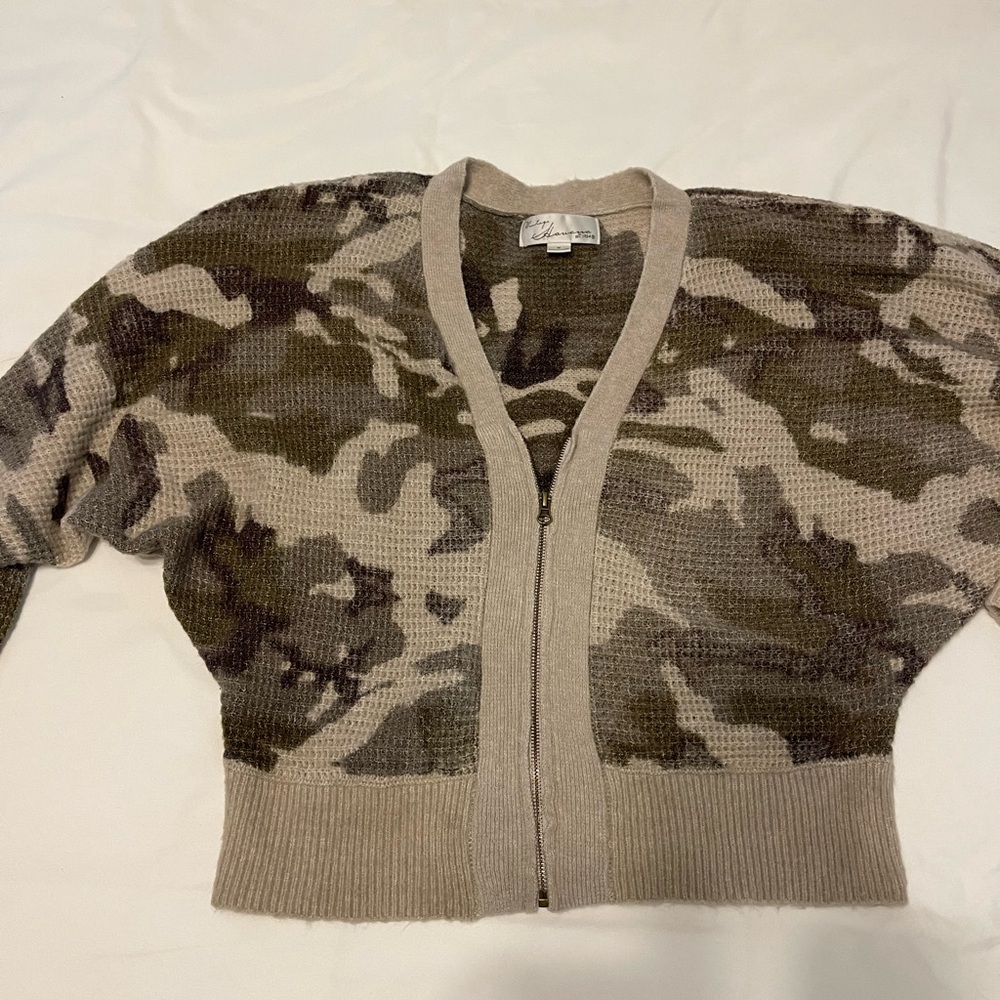 Vintage Havana Camouflage Zip-Up Cardigan